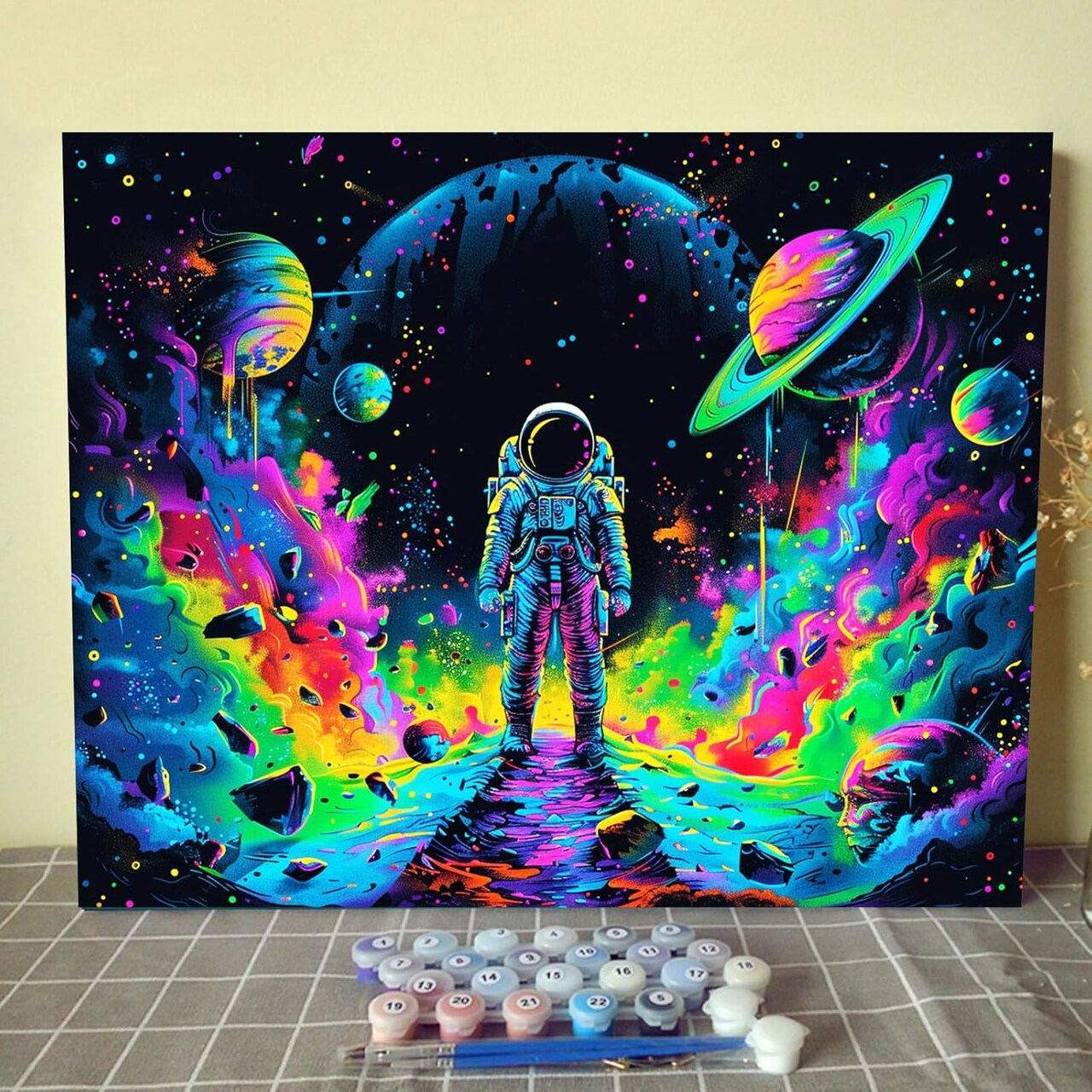 Galaxy Nebula Paint by Number for Beginner DIY Astronaut Acrylic Paint by Numbers for Adults Universe Paint by Number Oil Hand Painting Art Crafts for Home Wall Art Decor 16x20 (Frameless)